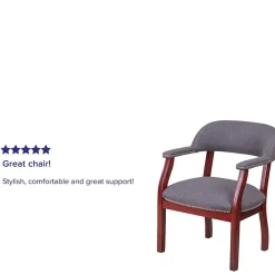 New Fabric Luxurious Conference Chair with Silver Trim Nails, Gray (BZ105GY) Office Chairs