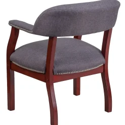 New Fabric Luxurious Conference Chair with Silver Trim Nails, Gray (BZ105GY) Office Chairs