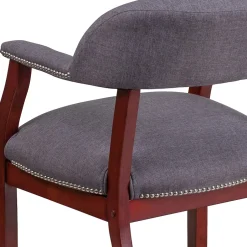 New Fabric Luxurious Conference Chair with Silver Trim Nails, Gray (BZ105GY) Office Chairs