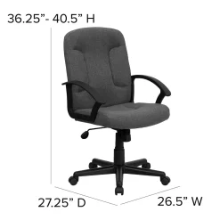 Sale Garver Fabric Swivel Mid-Back Executive Office Chair, Gray (GOST6GYFAB) Office Chairs