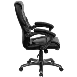 Online Greer Ergonomic LeatherSoft Swivel High Back Executive Office Chair, Black (GO724HBKLEA) Office Chairs