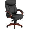 Online Hansel Ergonomic LeatherSoft Swivel High Back Executive Office Chair, Black/Mahogany (BT90171HS) Office Chairs