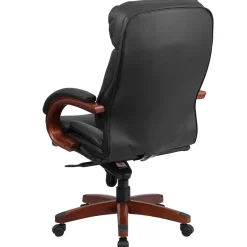 Online Hansel Ergonomic LeatherSoft Swivel High Back Executive Office Chair, Black/Mahogany (BT90171HS) Office Chairs