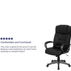 Discount Hansel Ergonomic LeatherSoft Swivel High Back Executive Office Chair, Black (BT9177BK) Office Chairs