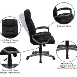 Discount Hansel Ergonomic LeatherSoft Swivel High Back Executive Office Chair, Black (BT9177BK) Office Chairs