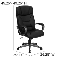 Discount Hansel Ergonomic LeatherSoft Swivel High Back Executive Office Chair, Black (BT9177BK) Office Chairs