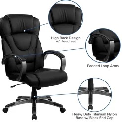 Outlet Hansel Ergonomic LeatherSoft Swivel High Back Executive Office Chair, Black (BT9069BK) Office Chairs