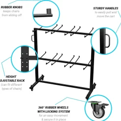 Hand Trucks & Dollies<Flash Furniture Hawkins Folding Table and Chairs Mobile Cart, 660 lb. Capacity, Black (QINSHD245425)