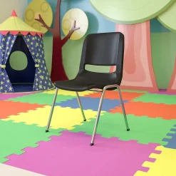 Online HERCULES Series Plastic Shell Stack Chair, Black/Chrome (RUT18BKCHR) Folding & Stacking