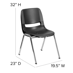 Online HERCULES Series Plastic Shell Stack Chair, Black/Chrome (RUT18BKCHR) Folding & Stacking