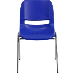 New Hercules Molded Plastic Shell Stackable Chair With Chrome Frame, Navy, 16/Pack Folding & Stacking