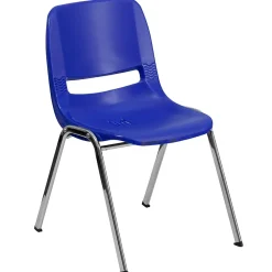 New Hercules Molded Plastic Shell Stackable Chair With Chrome Frame, Navy, 16/Pack Folding & Stacking