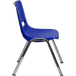 New Hercules Molded Plastic Shell Stackable Chair With Chrome Frame, Navy, 16/Pack Folding & Stacking