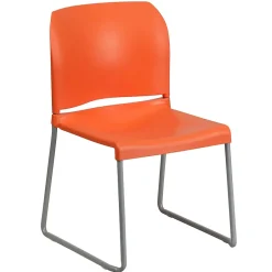 Best HERCULES Series Plastic Contoured Stack Chair with Sled Base, Orange/Gray (RUT238AOR) Folding & Stacking