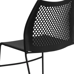 Hot HERCULES Series Plastic Stack Chair with Air-Vent Back and Sled Base, Black (RUT498ABK) Folding & Stacking
