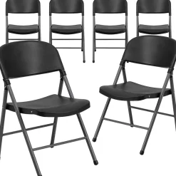 Discount HERCULES™ Plastic Armless Folding Chair, Black, 6/Pack Folding & Stacking