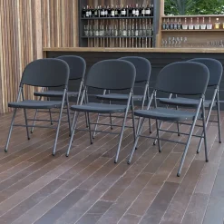 Discount HERCULES™ Plastic Armless Folding Chair, Black, 6/Pack Folding & Stacking