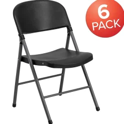 Discount HERCULES™ Plastic Armless Folding Chair, Black, 6/Pack Folding & Stacking