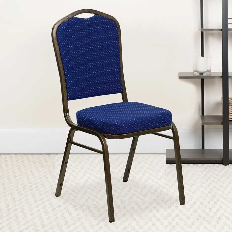 Discount HERCULES™ Fabric Gold Vein Frame Crown Back Banquet Chair, Navy Blue, 4/Pack (4FDC01GV208) Folding & Stacking