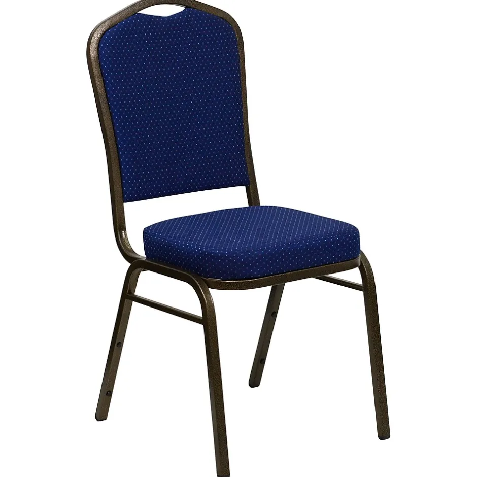 Discount HERCULES™ Fabric Gold Vein Frame Crown Back Banquet Chair, Navy Blue, 4/Pack (4FDC01GV208) Folding & Stacking