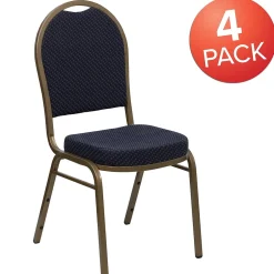 Best HERCULES™ Fabric Gold Frame Dome Back Banquet Chair, Navy, 4/Pack (4FDC03AG3774) Folding & Stacking