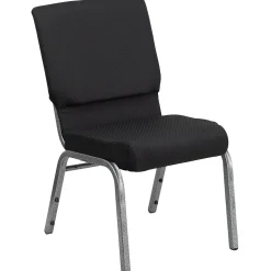 Outlet HERCULES Series Fabric Stacking Church Chair, Black Patterned/Silver Vein Frame (FCH185SVJP02) Folding & Stacking