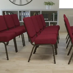 Outlet HERCULES Series Fabric Church Stacking Chair, Burgundy/Gold Vein Frame (FCH2214GV369) Folding & Stacking