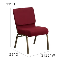 Outlet HERCULES Series Fabric Church Stacking Chair, Burgundy/Gold Vein Frame (FCH2214GV369) Folding & Stacking
