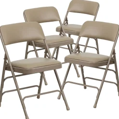 Best HERCULES™ Curved Triple Braced Vinyl Armless Folding Chair, Beige, 4/Pack (4HF3MC309AVBGE) Folding & Stacking