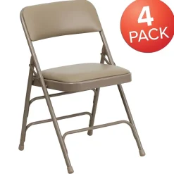 Best HERCULES™ Curved Triple Braced Vinyl Armless Folding Chair, Beige, 4/Pack (4HF3MC309AVBGE) Folding & Stacking