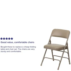 Best HERCULES™ Curved Triple Braced Vinyl Armless Folding Chair, Beige, 4/Pack (4HF3MC309AVBGE) Folding & Stacking