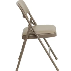 Best HERCULES™ Curved Triple Braced Vinyl Armless Folding Chair, Beige, 4/Pack (4HF3MC309AVBGE) Folding & Stacking