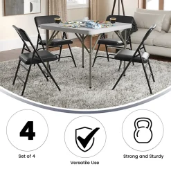 Discount HERCULES Vinyl Upholstered Reception Chair, Black, 4/Pack (HA-MC309AV-BK-GG) Folding & Stacking