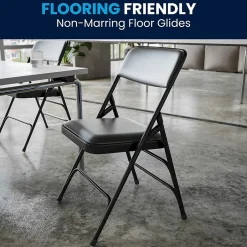 Discount HERCULES Vinyl Upholstered Reception Chair, Black, 4/Pack (HA-MC309AV-BK-GG) Folding & Stacking