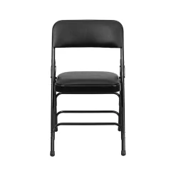 Sale HERCULES™ Curved Triple Braced Vinyl Armless Folding Chair, Black, 12/Pack (12HAMC309AVBK) Folding & Stacking