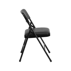 Sale HERCULES™ Curved Triple Braced Vinyl Armless Folding Chair, Black, 12/Pack (12HAMC309AVBK) Folding & Stacking