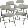 HERCULES™ Curved Triple Braced Vinyl Armless Folding Chair, Gray, 4/Pack Folding & Stacking