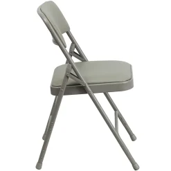 HERCULES™ Curved Triple Braced Vinyl Armless Folding Chair, Gray, 4/Pack Folding & Stacking