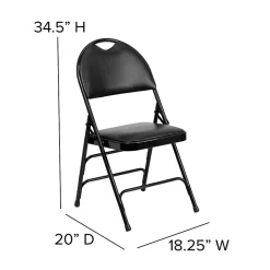 Sale HERCULES™ Triple Braced Vinyl Armless Folding Chair, Black, 4/Pack (4HAMC705AV3BK) Folding & Stacking