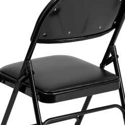 Sale HERCULES™ Triple Braced Vinyl Armless Folding Chair, Black, 4/Pack (4HAMC705AV3BK) Folding & Stacking