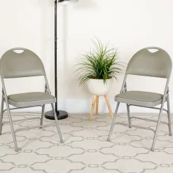 HERCULES™ Triple Braced Vinyl Armless Folding Chair, Gray, 4/Pack (4HAMC705AV3GY) Folding & Stacking