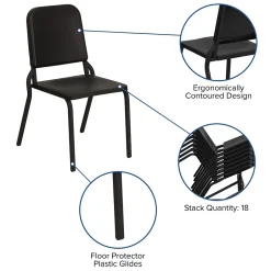 Clearance HERCULES Series Plastic Stackable Melody Band/Music Chair, Black (HFMUSIC) Folding & Stacking