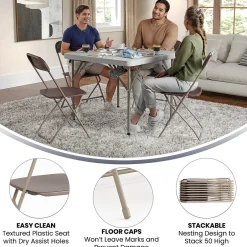 Online HERCULES™ Plastic Armless Folding Chair, Premium Brown, 10/Pack Folding & Stacking