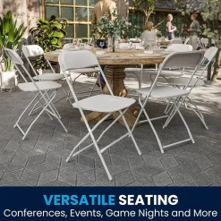 New HERCULES Plastic Office Chair, White, 10/Pack (LE-L-3-WHITE-GG) Folding & Stacking