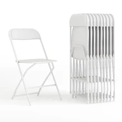 Sale HERCULES™ Plastic Armless Folding Chair, Premium White, 32/Pack Folding & Stacking