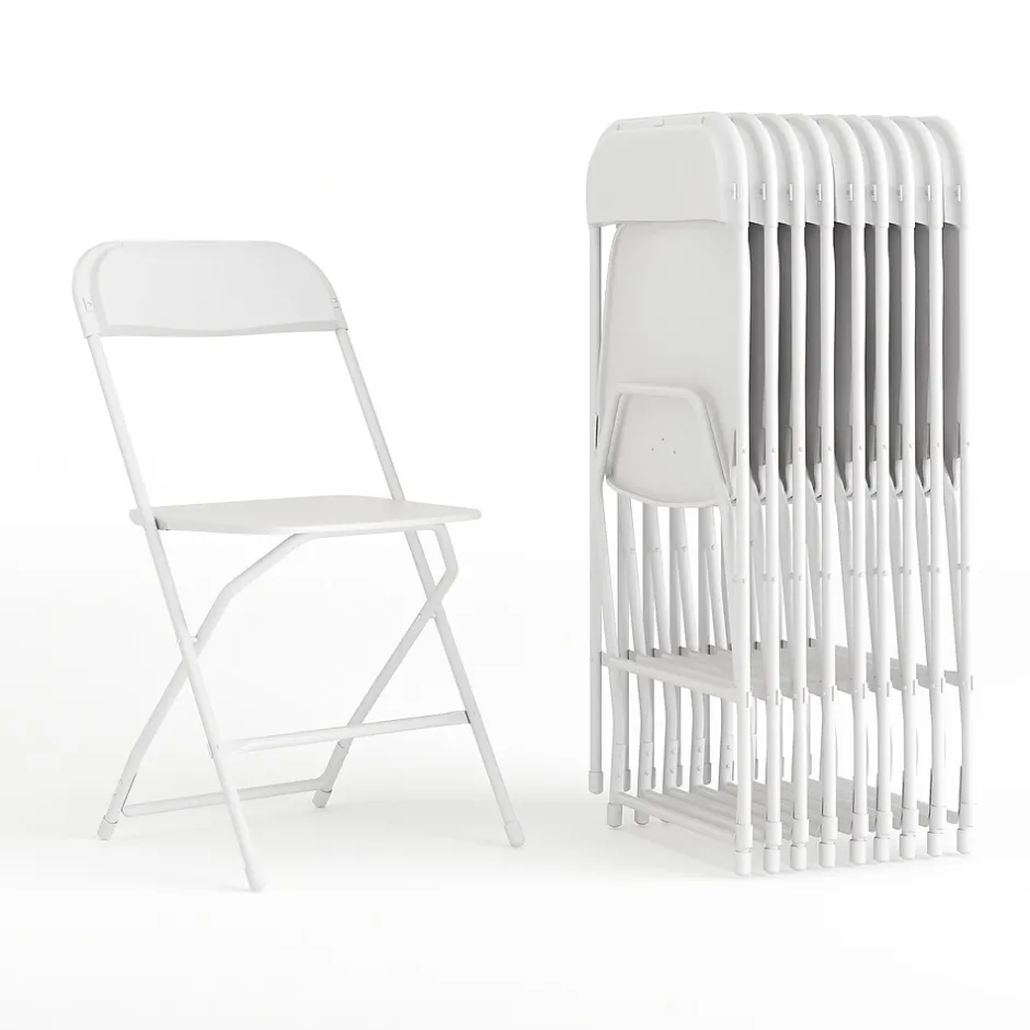 HERCULES™ Plastic Armless Folding Chair, Premium White, 52/Pack Folding & Stacking