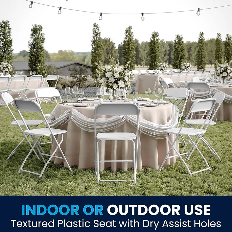 HERCULES™ Plastic Armless Folding Chair, Premium White, 52/Pack Folding & Stacking