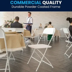 HERCULES™ Plastic Armless Folding Chair, Premium White, 52/Pack Folding & Stacking