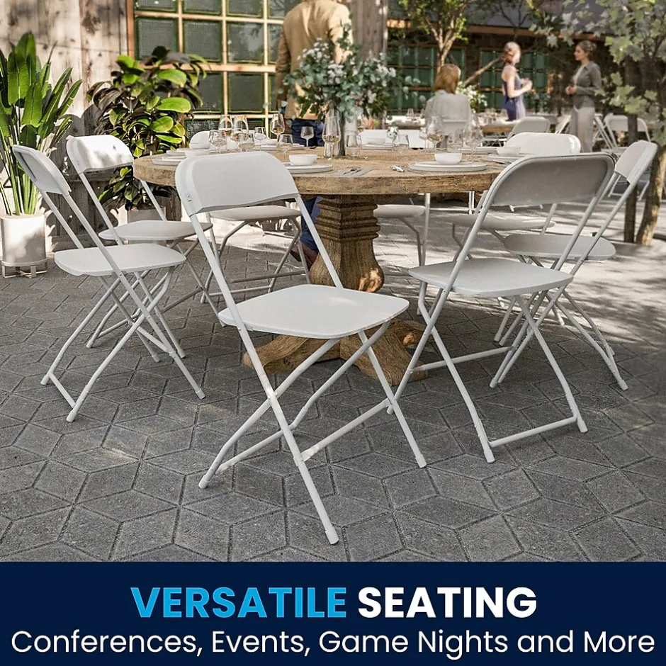 HERCULES™ Plastic Armless Folding Chair, Premium White, 52/Pack Folding & Stacking