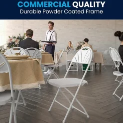Outlet HERCULES™ Plastic Armless Folding Chair With Fan Back, White, 40/Pack (40LEL4WHITE) Folding & Stacking